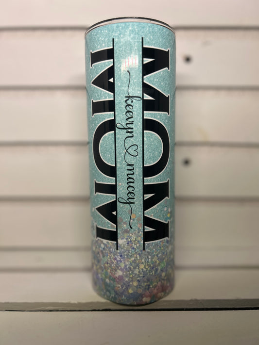 Mom Custom Teal Glitter